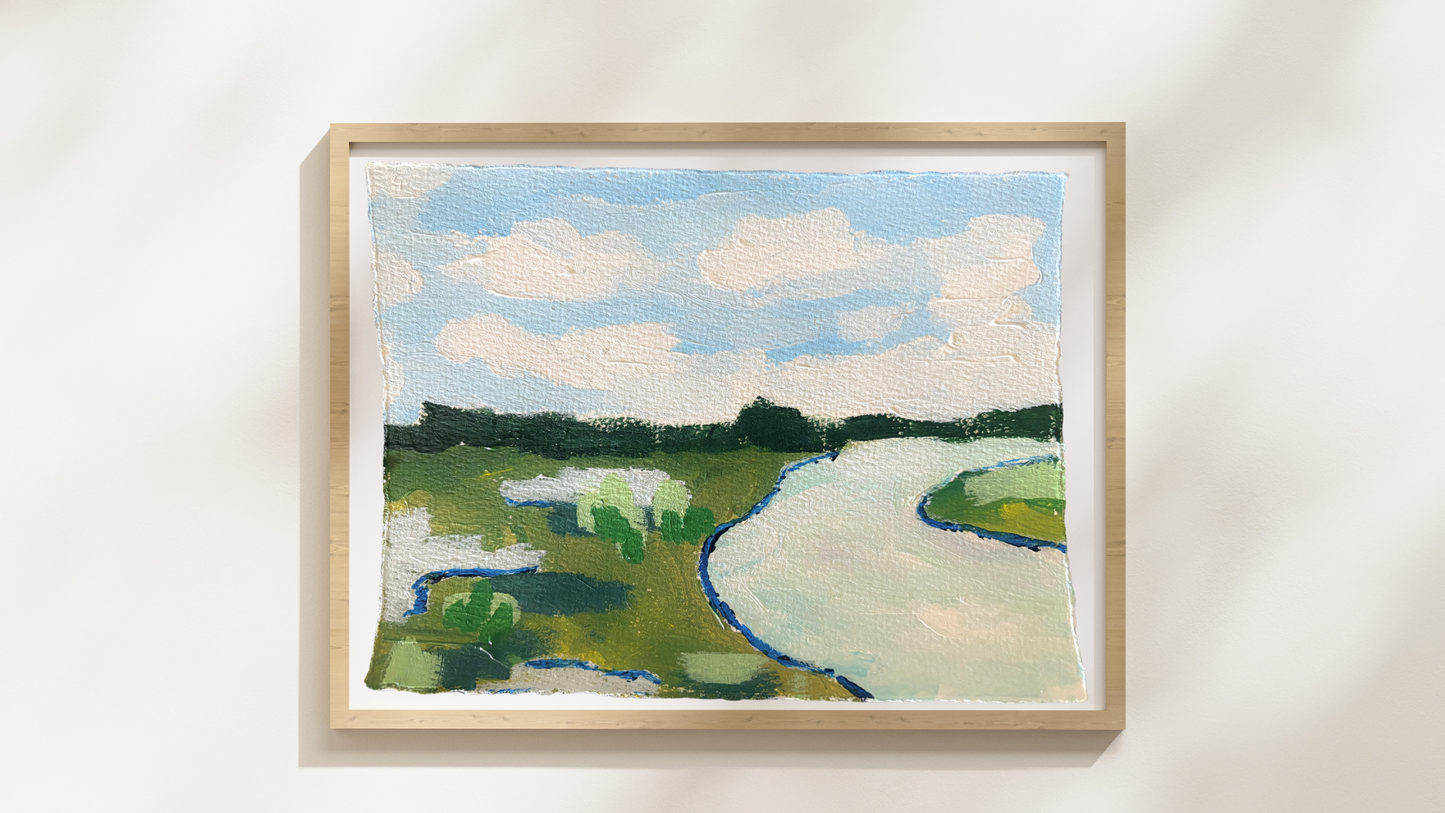 Chesapeake Stillness 03” – Original 8x6 Acrylic Landscape on Textured Cotton Paper