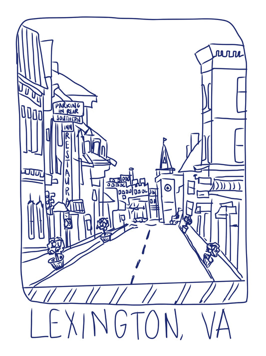 Lexington Ink Scape - Blue Ink Downtown Sketch - PRINT